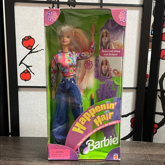 Barbie Happenin' Hair Doll Vintage 1998 with Blonde Long Hair and Floral Top